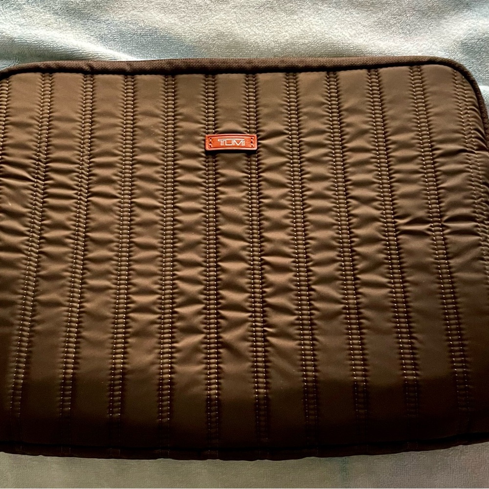 Tumi Brown and Orange trim Quilted Laptop Bag with Protective Padding